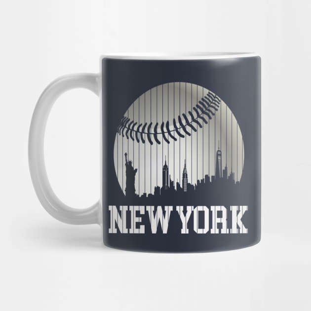 New York NY Skyline Baseball Stripes For Gameday Retro Style by cytoplastmaximume